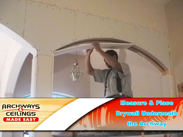 How to drywall an arch step 5 - applying the drywall to the curve under the arch