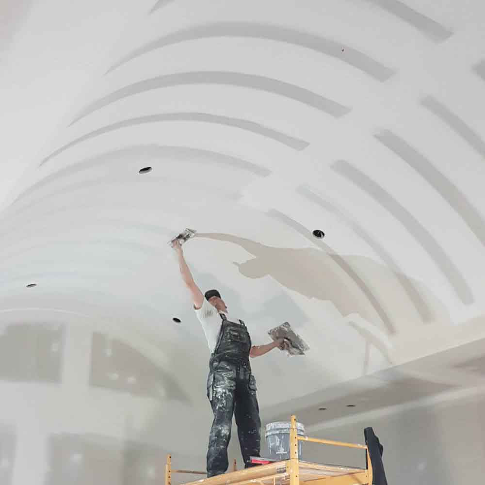 Barrel Vault Ceiling Being Finished with Drywall