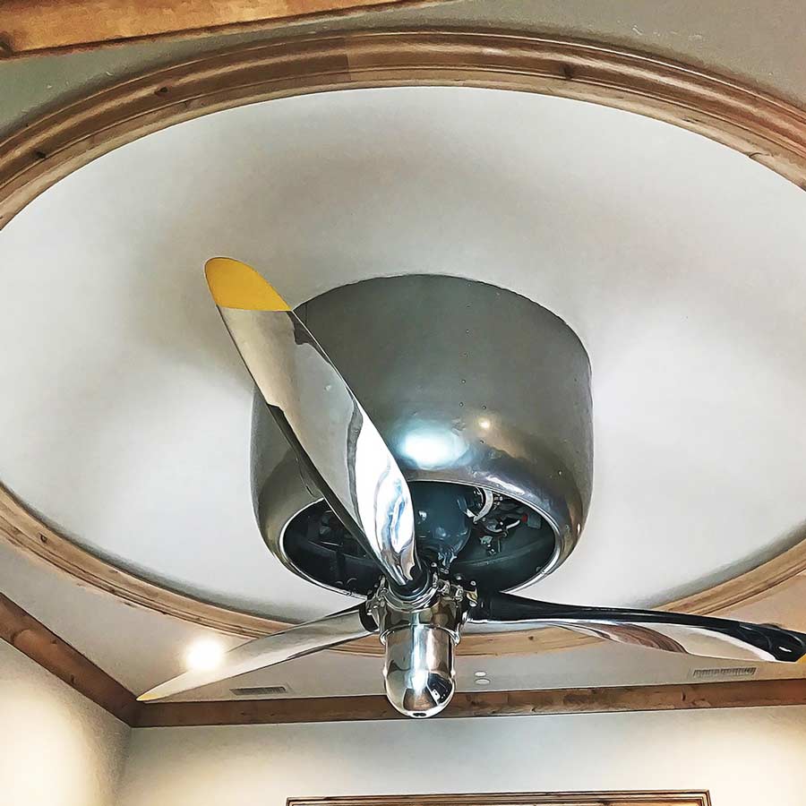 dome ceiling with a propeller fan