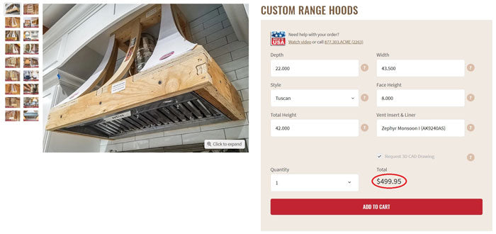 Covered Range Hoods Pricing