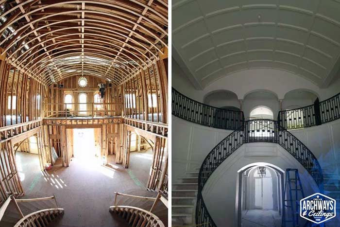 Entryway Barrel Vault Ceiling Before and After