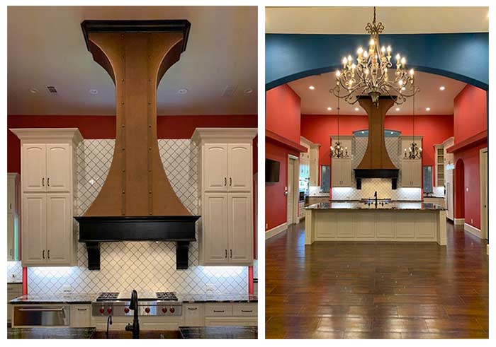 Massive Tuscan Range Hood is focal point of kitchen