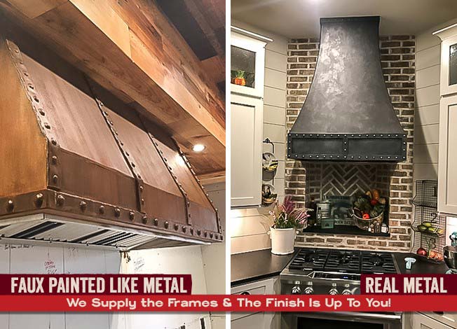 Faux Painted and Real Metal Covered Range Hoods