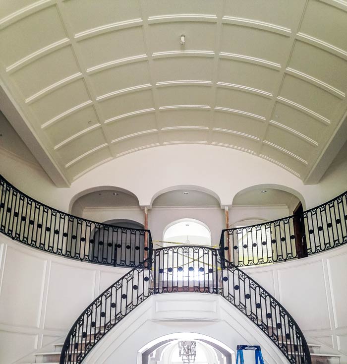 Massive barrel vault ceiling in a grand entrance