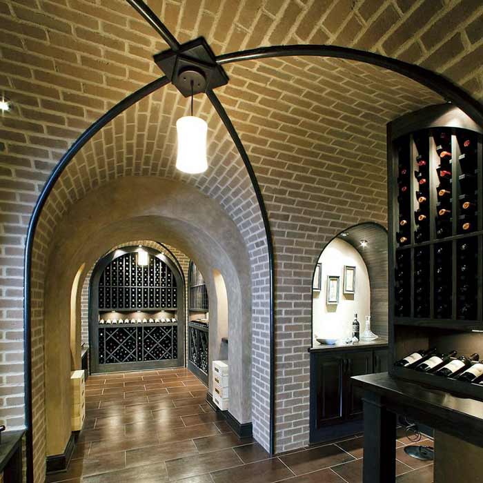 Traditional wine cellar groin vault wine niches from Cua Builders