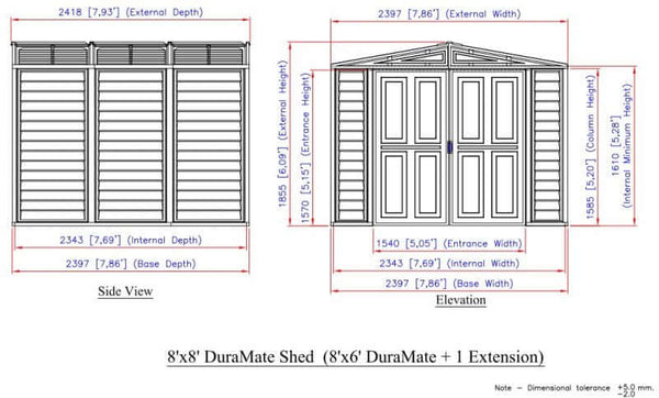 Duramax 8’ x 8’ DuraMate Shed with Foundation Kit 00384