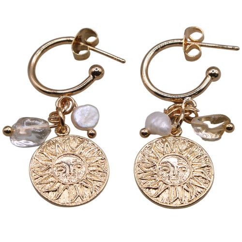 Gold Plated Stud Earrings with Freshwater Pearl Drop – Shell & Thread
