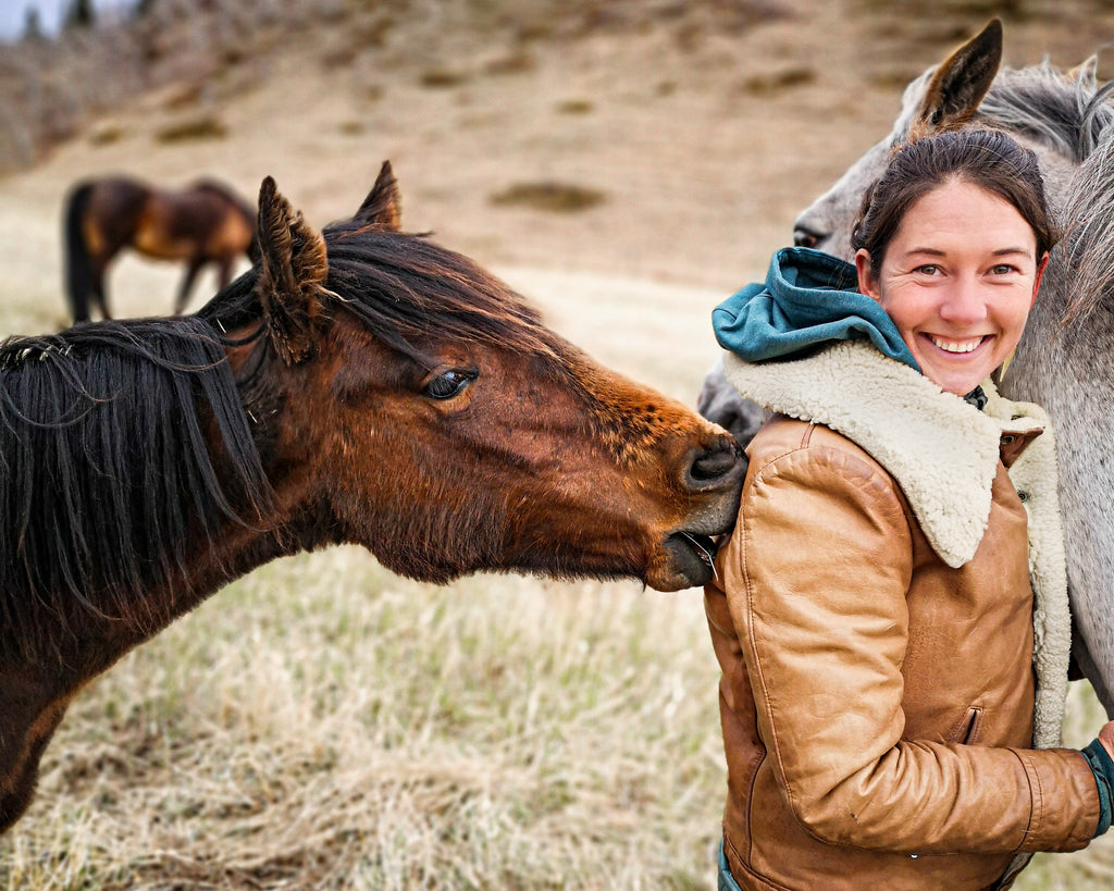 Celeste Brooke-Landon horsing around 