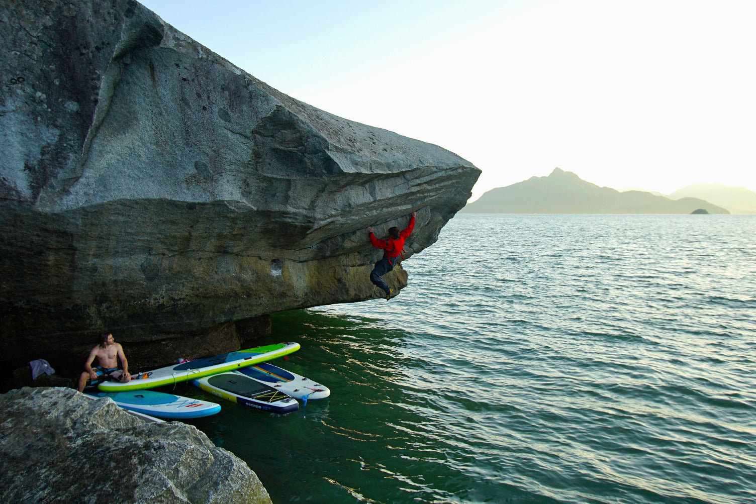 jimmy martinello free climbing a boulder