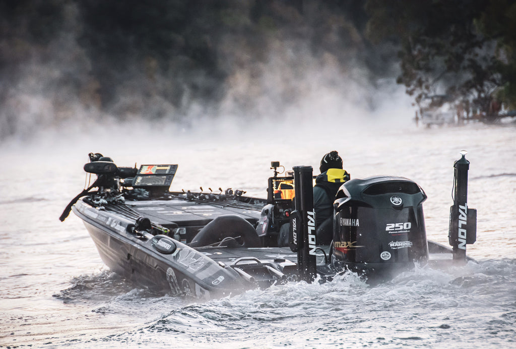 Carl Jocumsen on a competition bass fishing boat