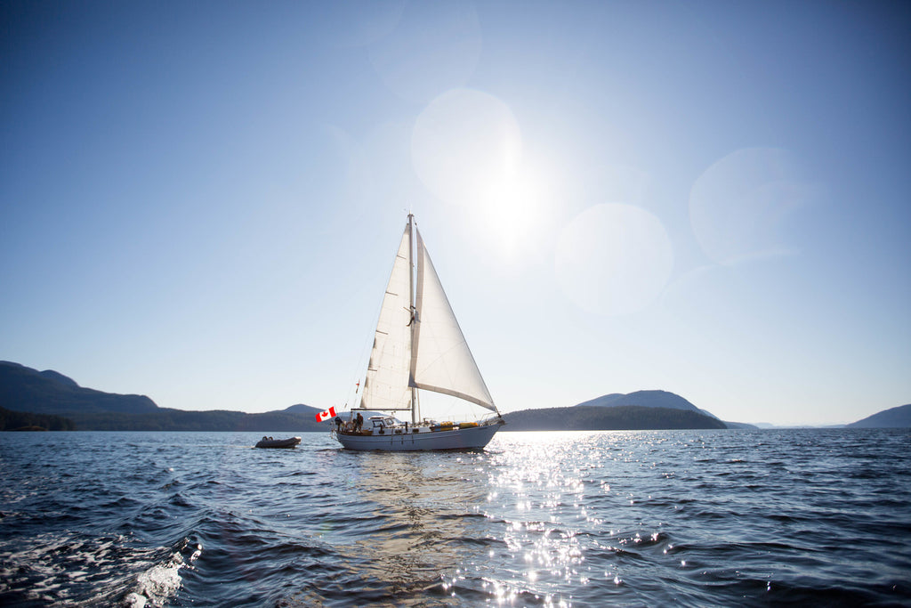 sail boat gliding in BC waters 