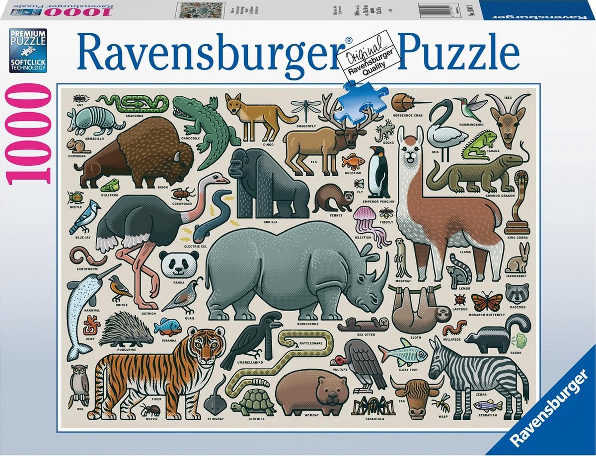 een vergoeding Superioriteit medeleerling Ravensburger puzzel Wilde dieren - Legpuzzel - 1000 stukjes – Puzzels en  meer
