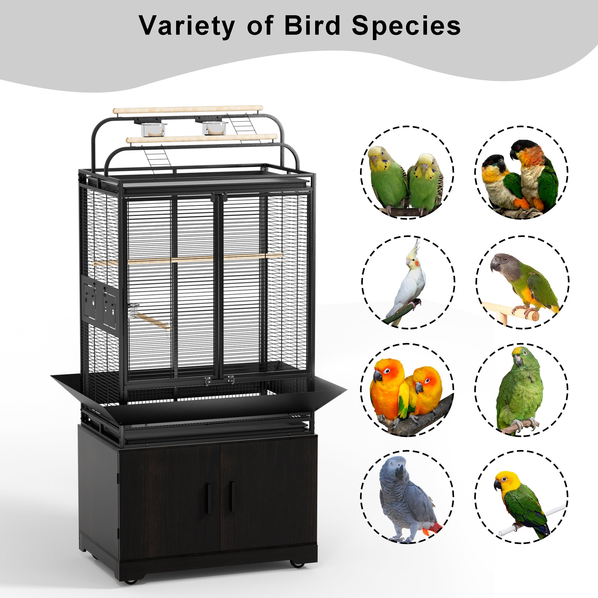 GDLF 71-Inch Bird Cage With Play Top and Rolling Storage Cabinet Extra Large With Cover - Image 6