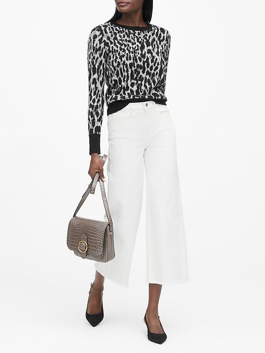 leopard crew neck sweater