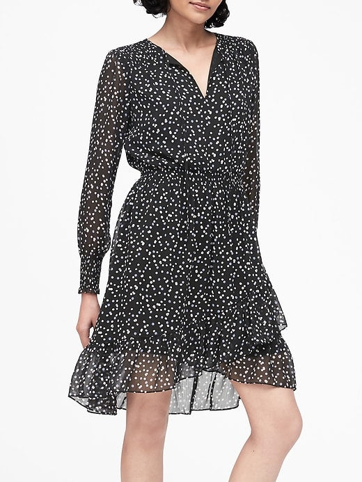 black polka dot mini dress