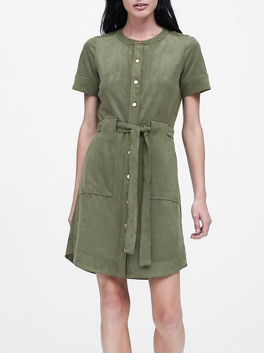 sage green shirt dress