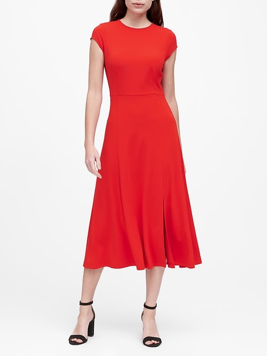 red ponte dress
