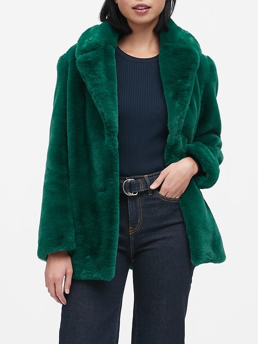 green faux fur jacket