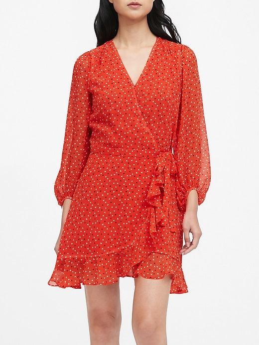 banana republic ruffle wrap dress