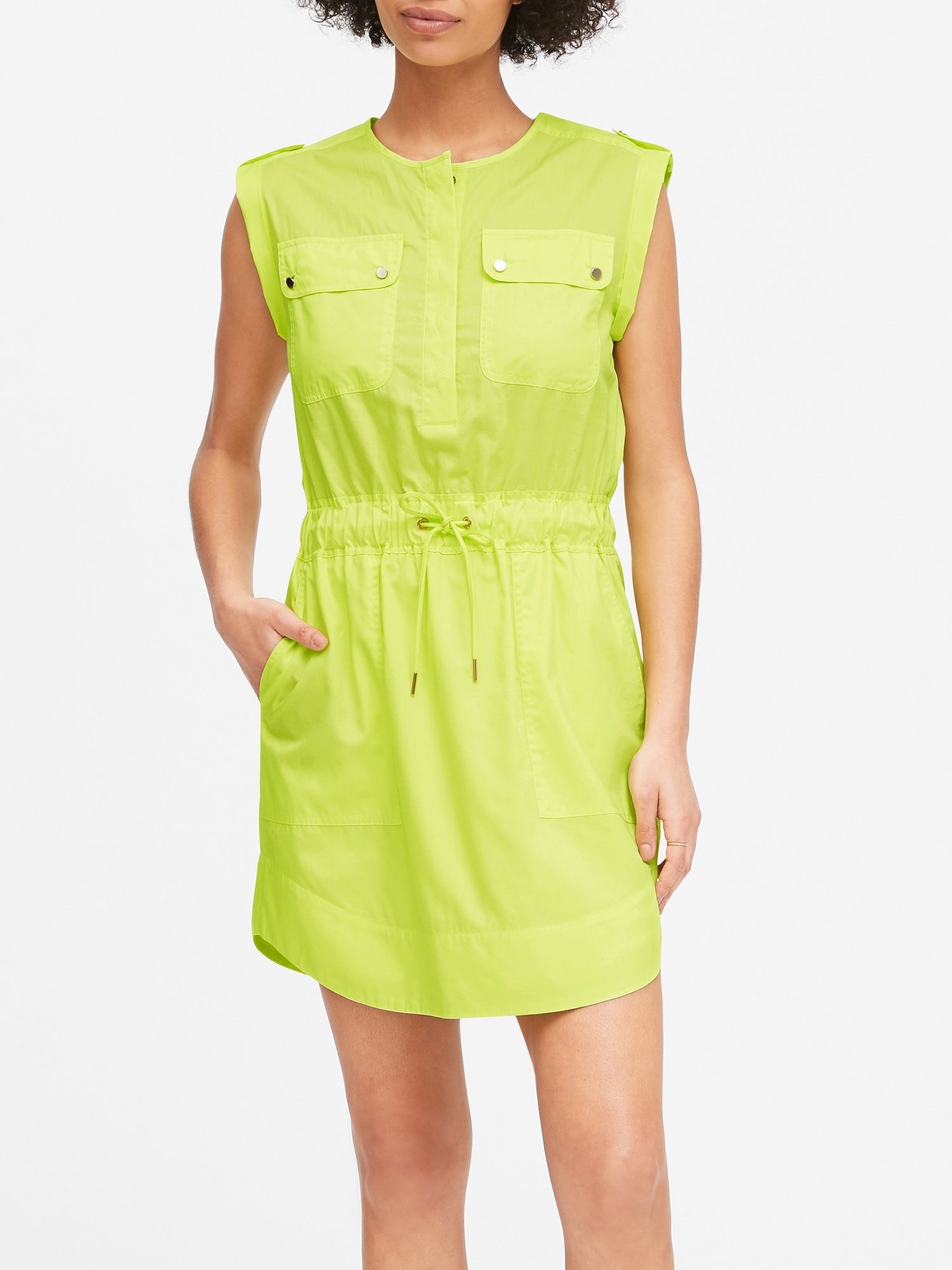 neon green shirt dress