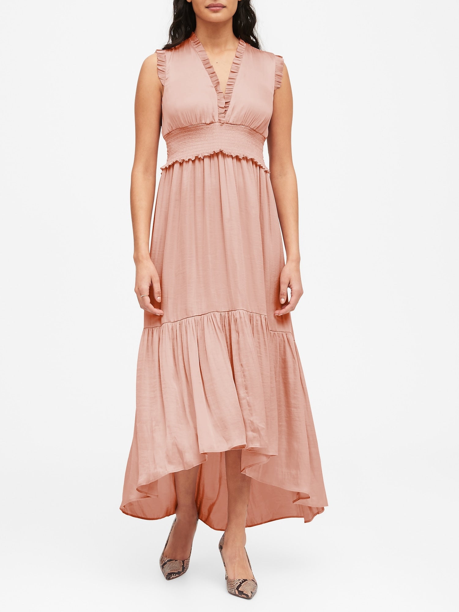 satin blush maxi dress