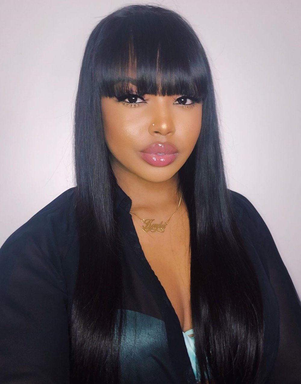 Olivia - Human Hair Fringe Straight Wig With Bangs Lace Front Wig - LF –  MyFirstWig UK