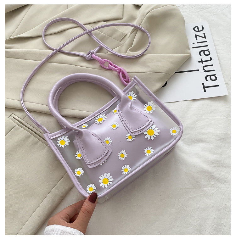 Women 2PCS Tas  Selempang Motif Bunga Daisy Bahan  Pvc  