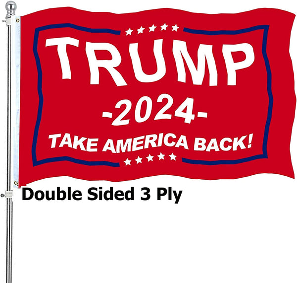 Double Sided Trump 2024 3x5 Outdoor Red Take America Back Flag