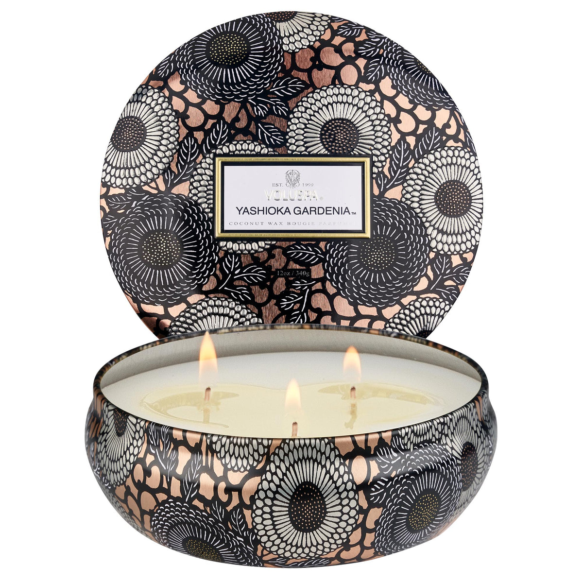 yashioka gardenia 3 wick tin candle voluspa