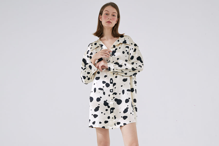 long pajama shirt dress DALMATIAN