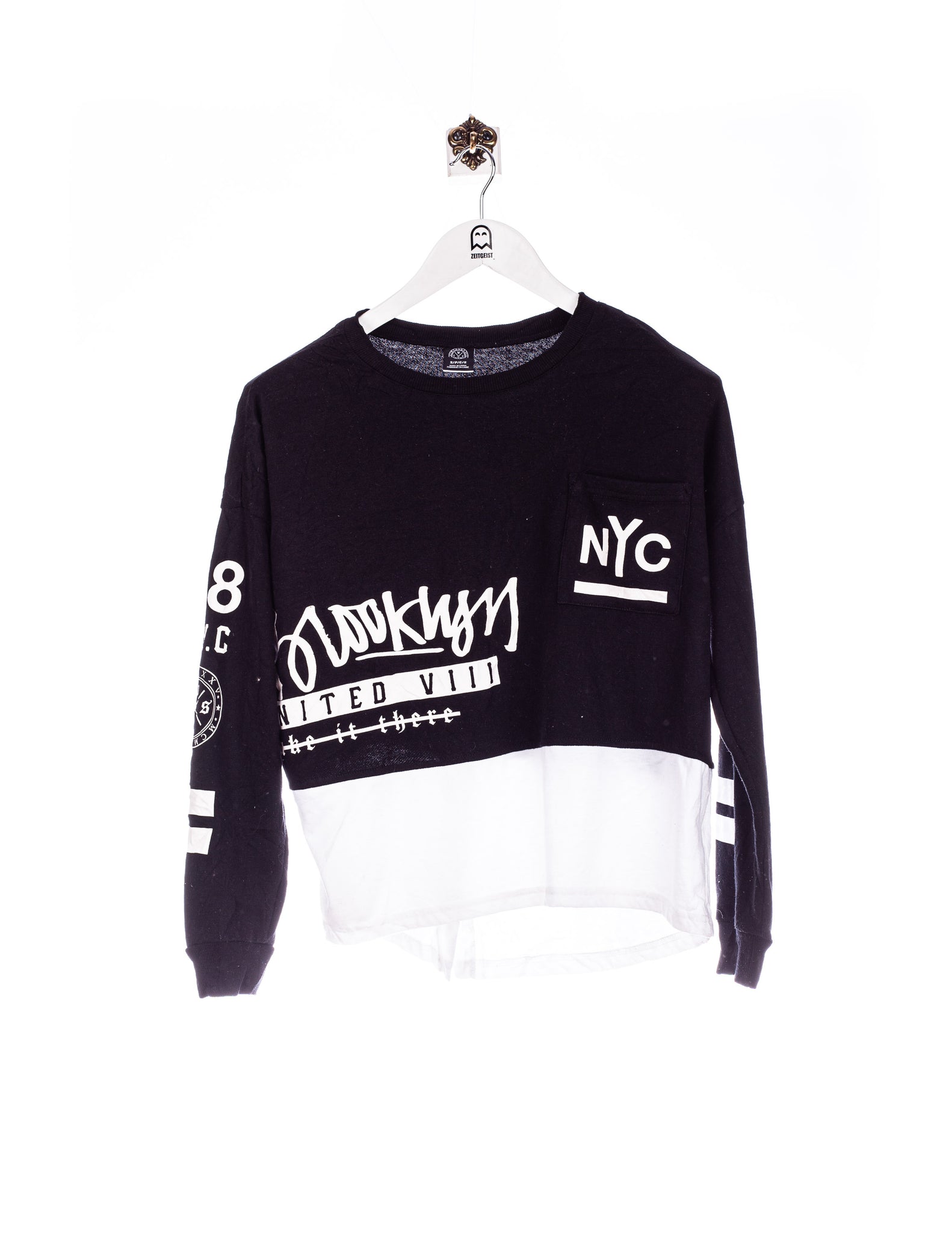 Brooklyn New York City Print Sweatshirt Schwarz/Weiß