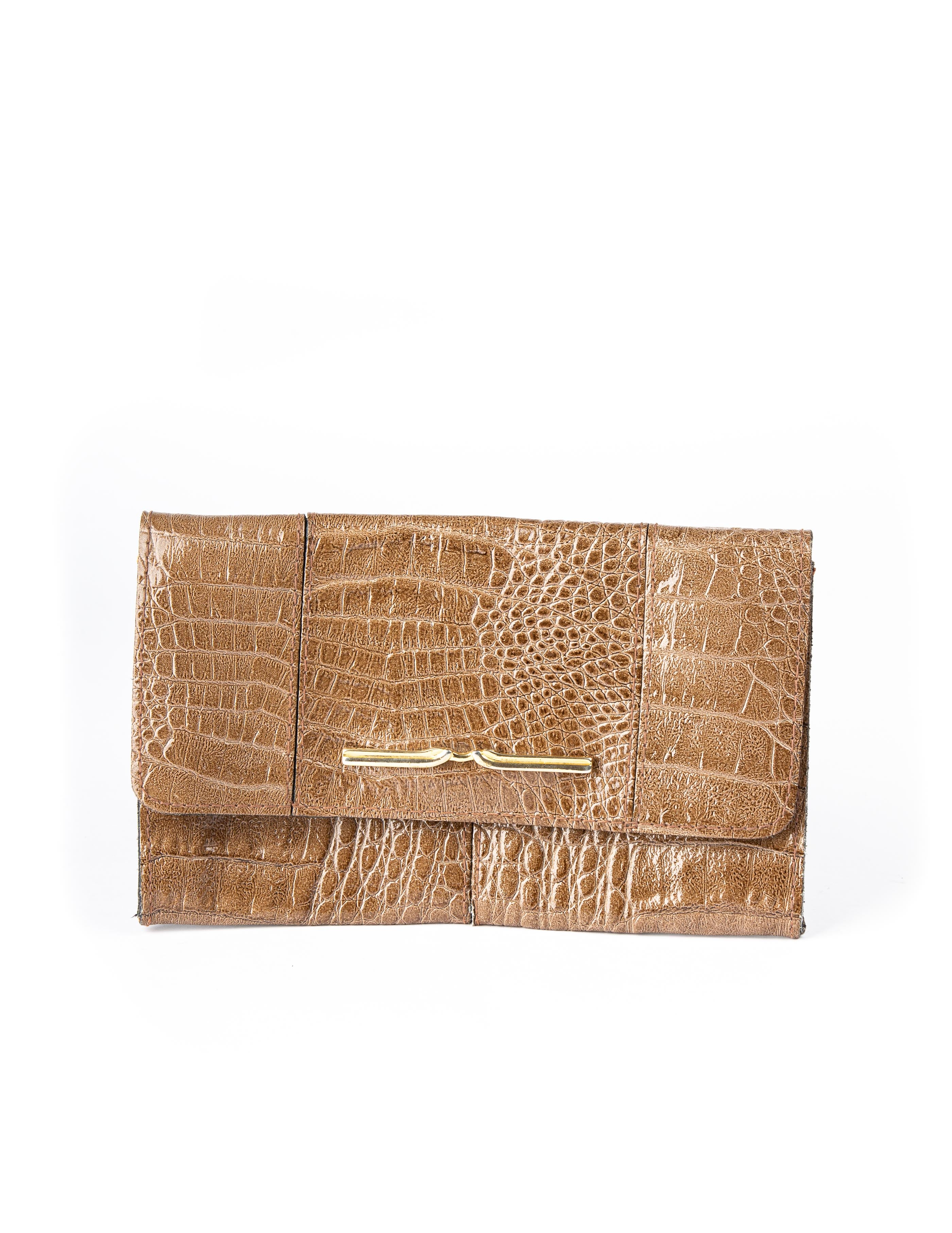 Handbag clutch snakeskin look brown Vintage - Zeitgeist Vintage