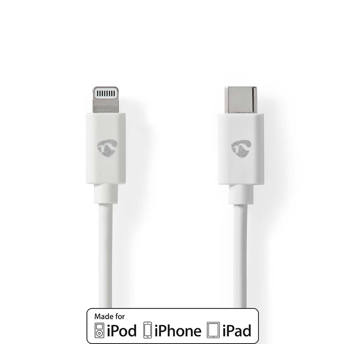 Nedis Lightning Kaapeli | USB  | Apple Lightning 8-Pin | USB-C™ Uros |  480 Mbps | Niklattu  m | Pyöreä | PVC | Valkoinen | Kirjekuori