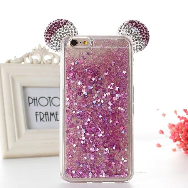 Coque silicone iPhone 6 Plus/6S Plus Oreilles de Mickey pailletée Rose