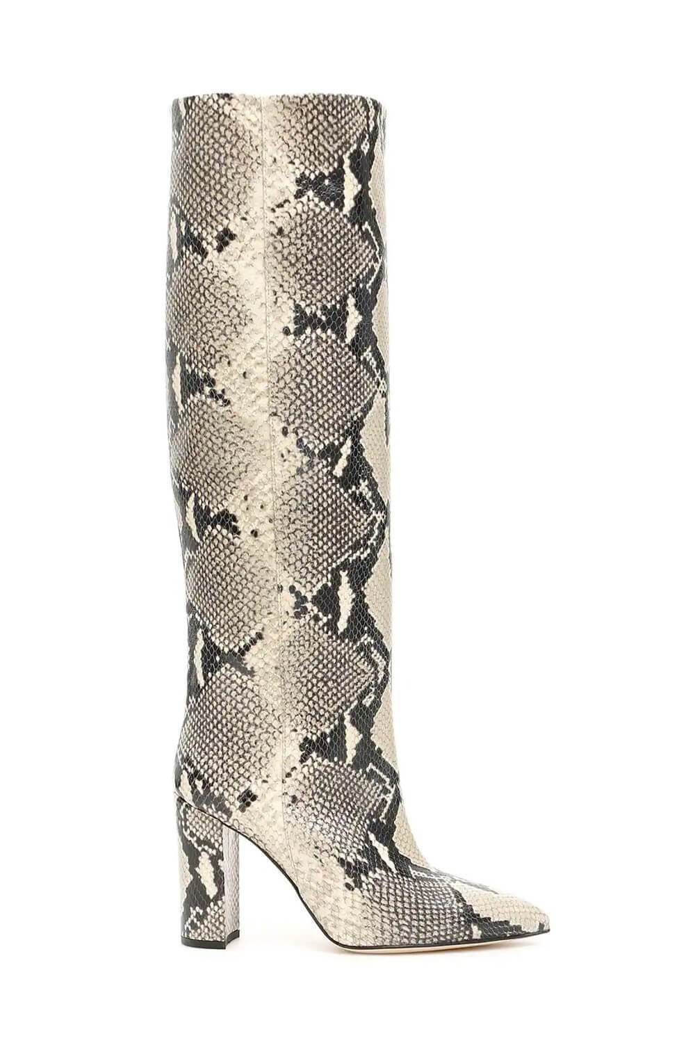 Python Effect Knee High Boots – NUDE SUEDE