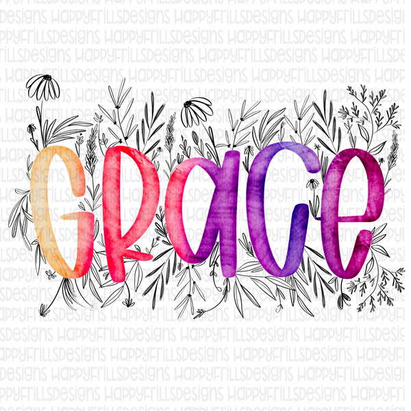 Download Watercolor Grace With Monoline Flowers Happyfrillsdesigns