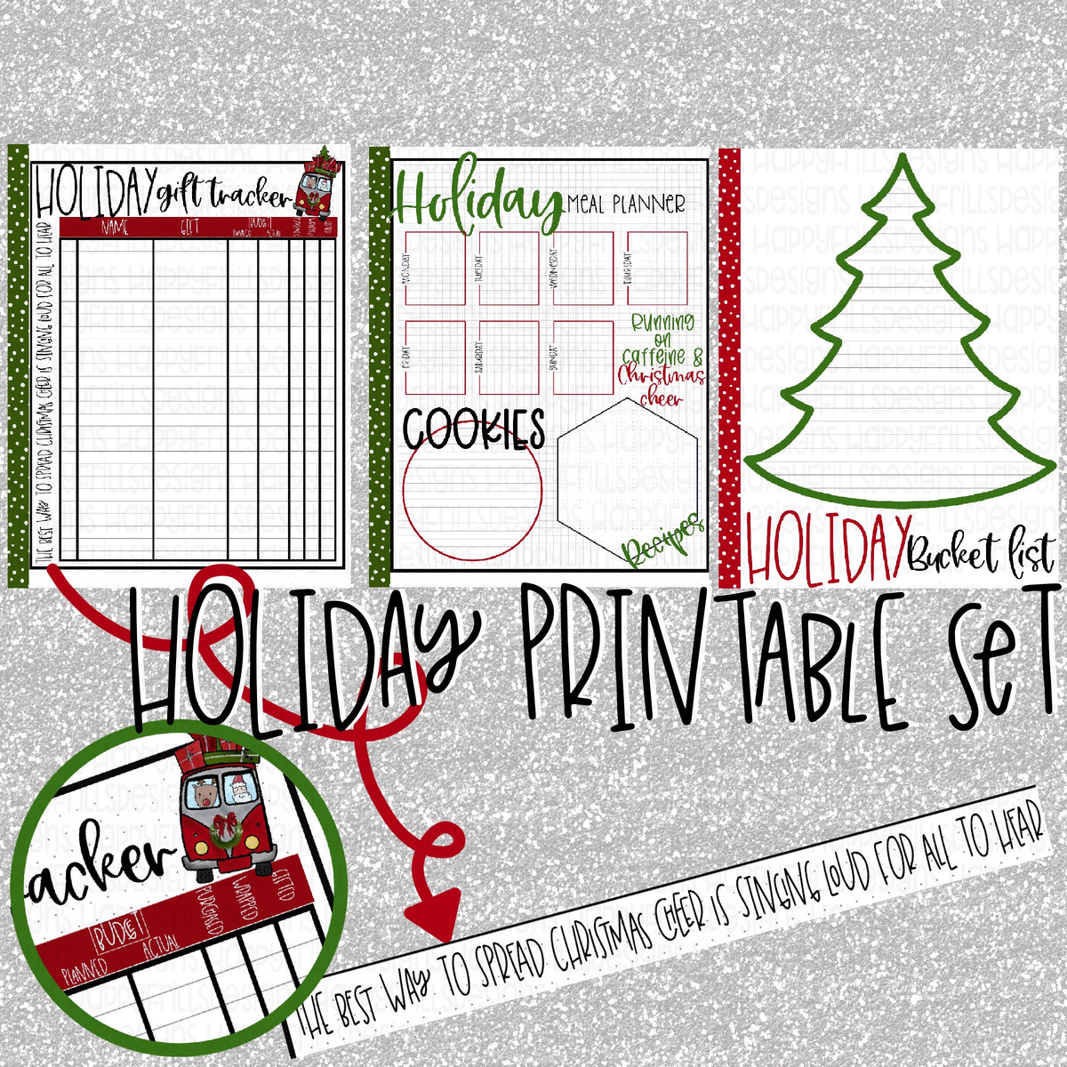 Holiday/Christmas gift tracker, bucket list, meal planner planner prin ...