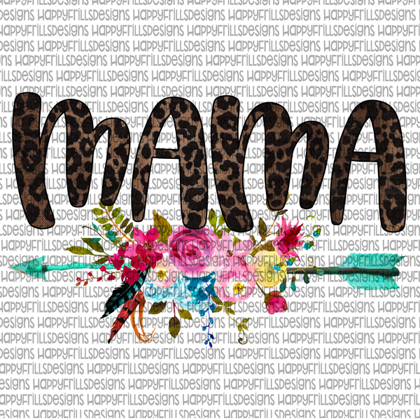 mama, leopard & floral png instant download, mama Design for sublimati ...