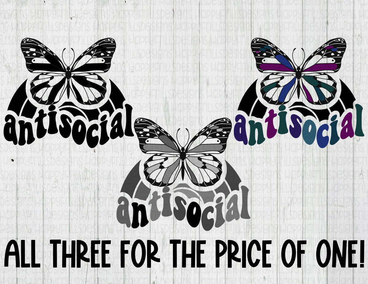 Download Antisocial Butterfly Retro Style Digital Design Happyfrillsdesigns