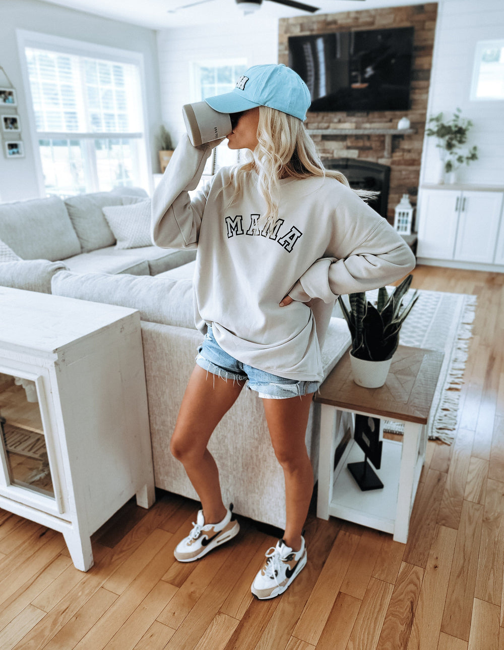Varsity Mama Heather Dust Pullover – Right Here At Home