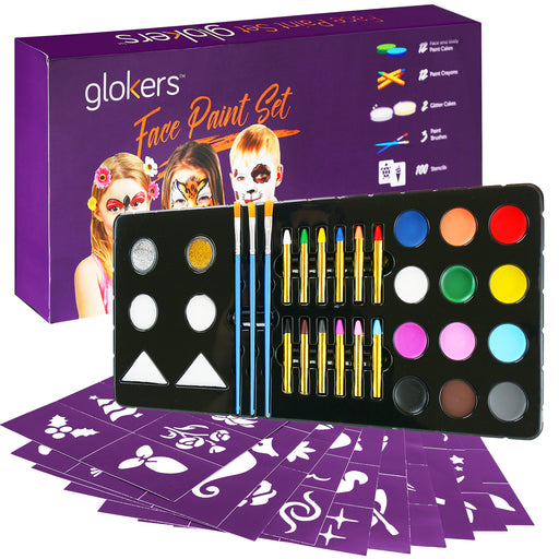 Glokers Kids Finger Paint Set – 6 Non-Toxic Washable Kids Paint, 11x17” Finger Paint Pad with 50 Sheets