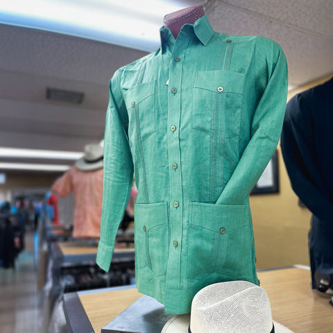 Long-Sleeve-Water-Green-Guayabera-at-Ramon-Puig's-store-in-Miam