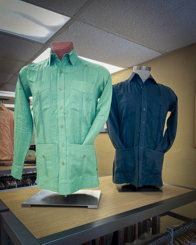 Ramon-Puig_s-seafoam-green-and-dark-blue-long-sleeved-guayabera.