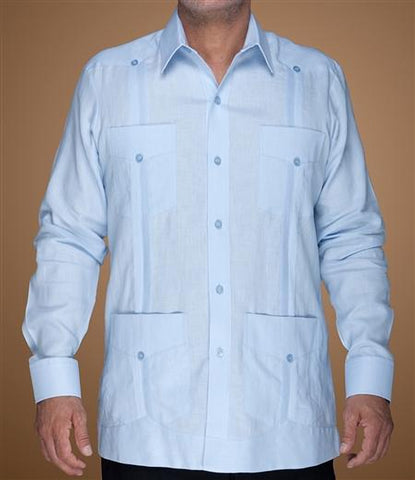 long sleeve blue shirt Ramon Puig's guayabera