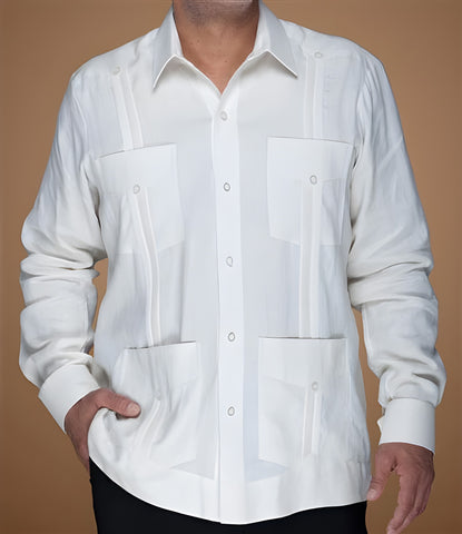 long sleeve white guayabera linen supreme Ramon Puig