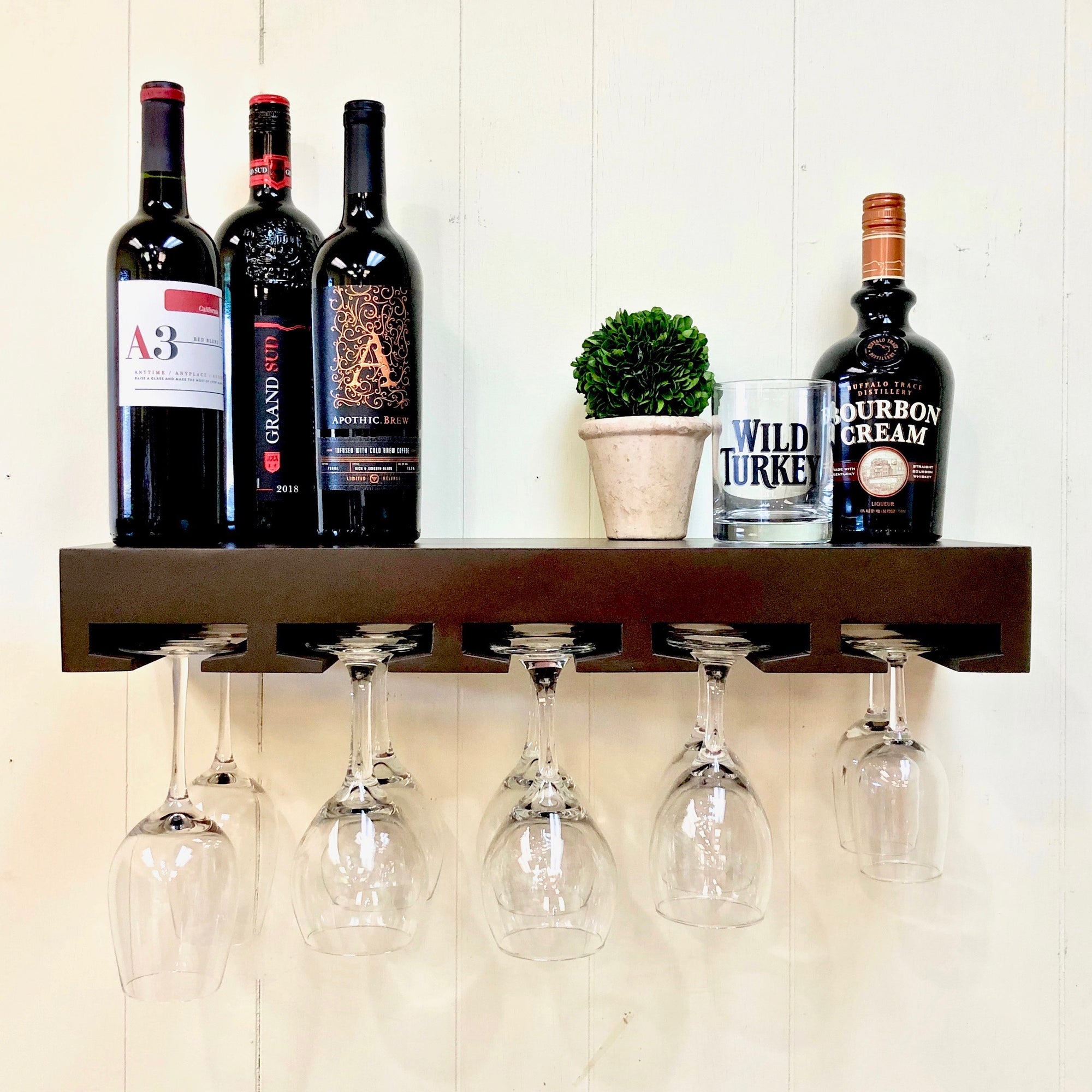 Custom Wine Glass Floating Shelf