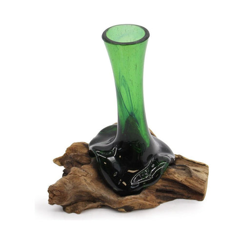 Handmade Glass Vases - Recycled Beer Bottles & Gamel Wood