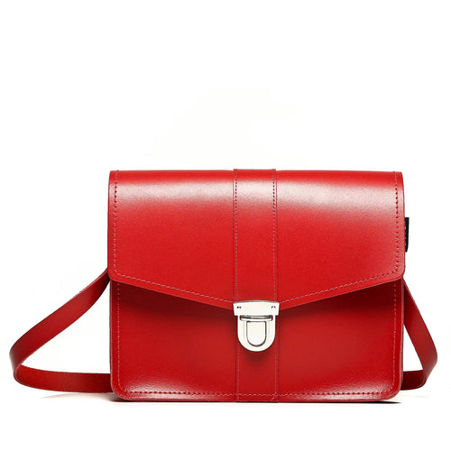 Leather Shoulder Bag - Red - Handmade in England