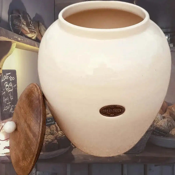 Cream Ceramic Bread Bin - Country Cottage Range Bread Crock 1