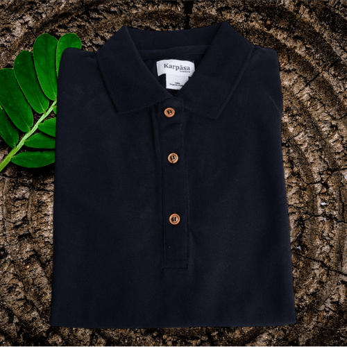 Eco Friendly Polo Shirts - Womens Polo Top Black - Organic Cotton